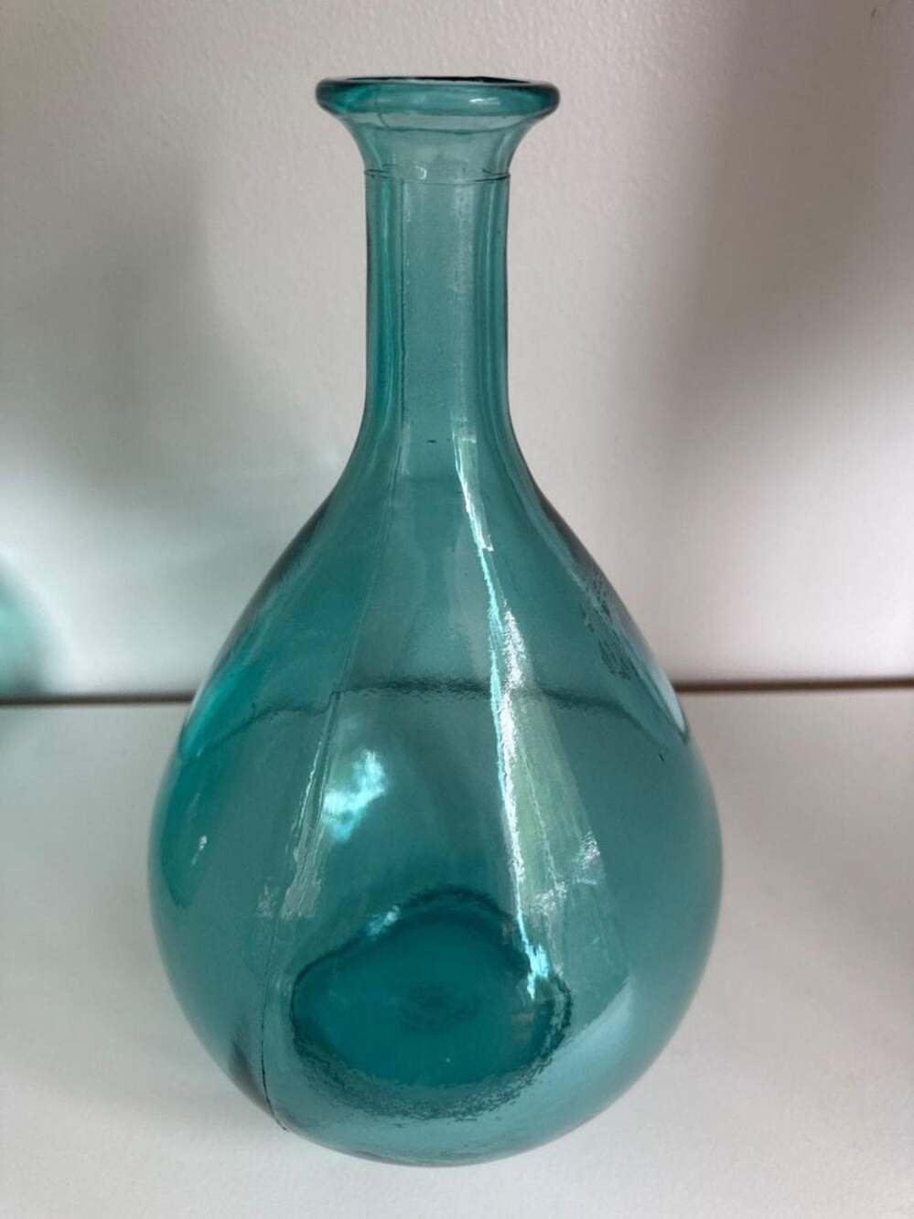Vidrios San Miguel 100% Recycled Glass Aqua Blue Bulb Vase Handmade in Spain